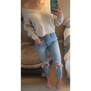 Cropped knit sweater